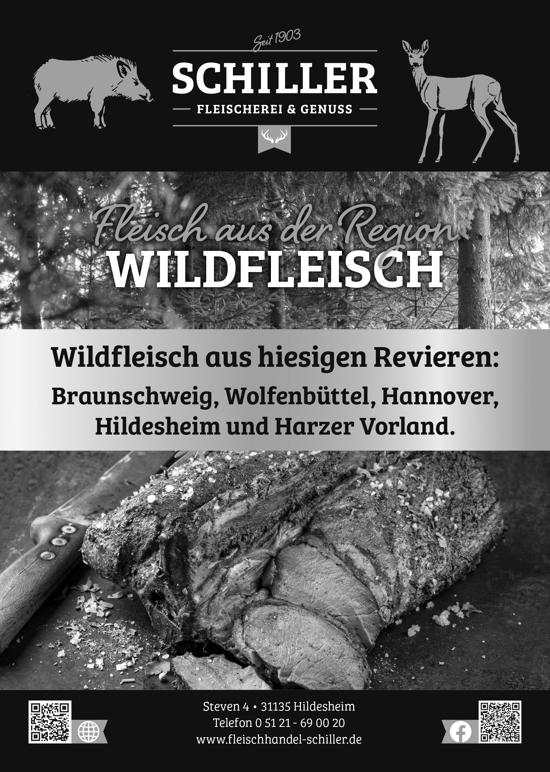 Wildfleisch aus hiesigen Revieren und Wild-Spezialitäten